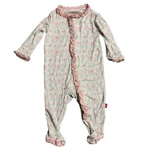 Magnetic Me Carousel Horse Paisley Ruffle Magnetic Footie Sleeper Pink 0-3M